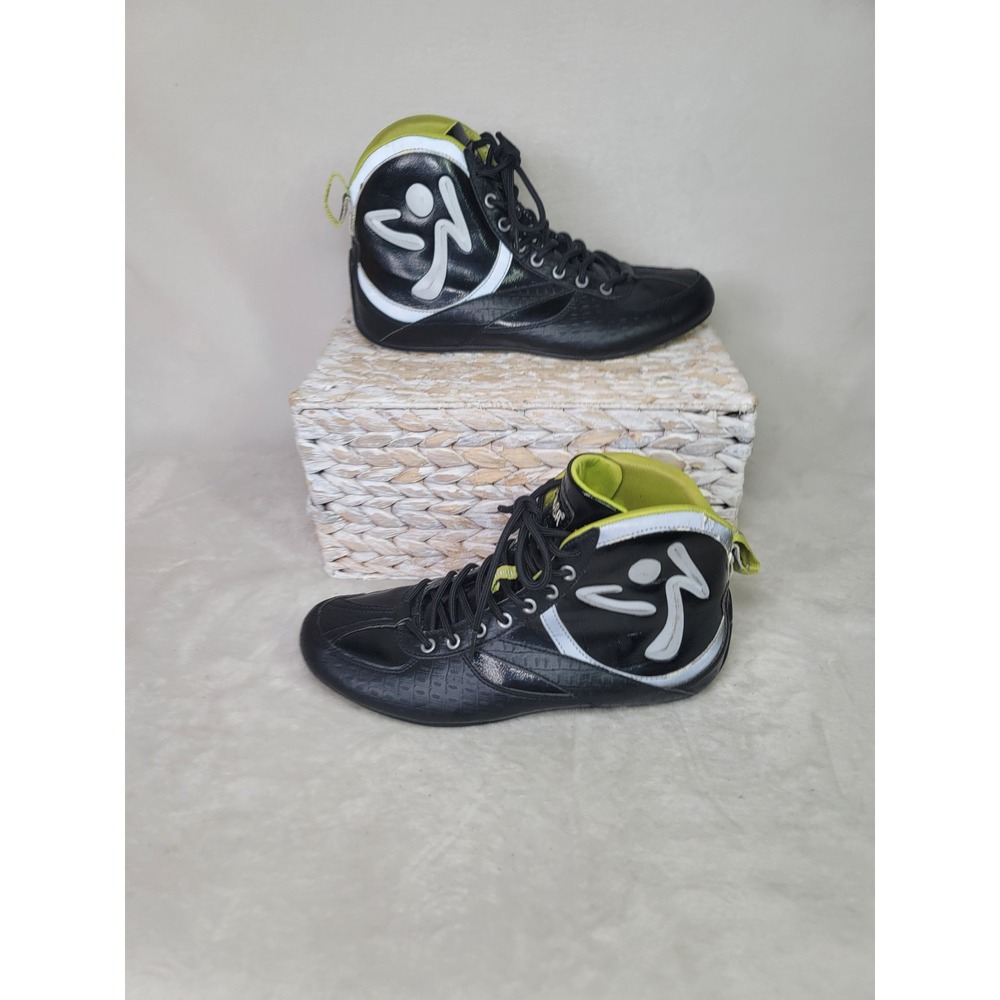Zumba ZTop Black Lime Green High Top Dance Fitness Sneakers Retro Shoes Size 9